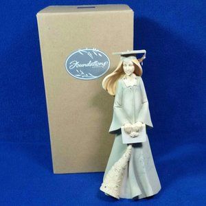 Enesco Foundations Graduation Girl Figurine 2014 Enesco 4044086 With Box